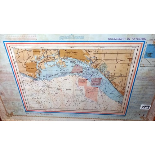 2232 - A framed and glazed signed map 'Olympic Yachting Venue' Los Angeles 1984.