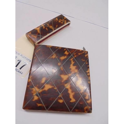 1117 - A Victorian tortoise shell card case.