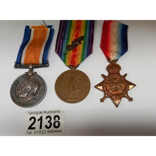 2138 - Three WW1 medals for Capt W Eddington.