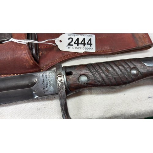 2444 - A WW1 1918 Waffen Fabrik Mauser A G Obendor butcher knife bayonet in original scabbard.