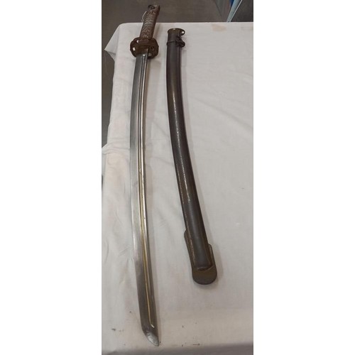 2608 - An early Japanese Samurai sword with metal hilt, No.131043. COLLECT ONLY.