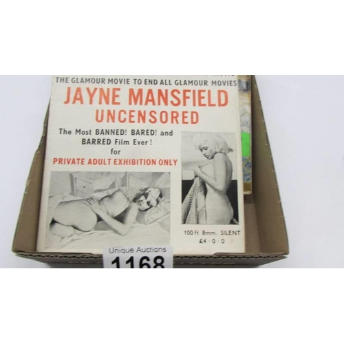 1168 - A boxed 8mm Jayne Mansfield uncensored adult movie and two others.