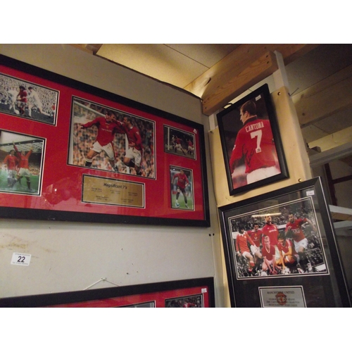 22 - A selection of framed and glazed Manchester United prints, includes Sir Alex Ferguson with limited e... 