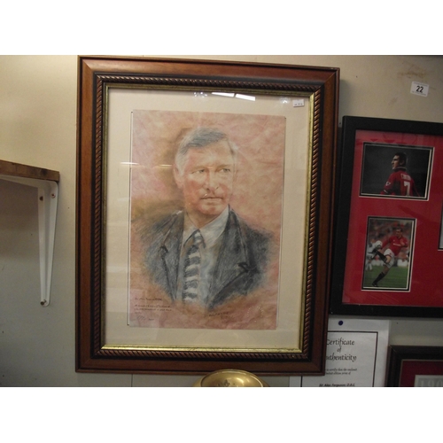 22 - A selection of framed and glazed Manchester United prints, includes Sir Alex Ferguson with limited e... 