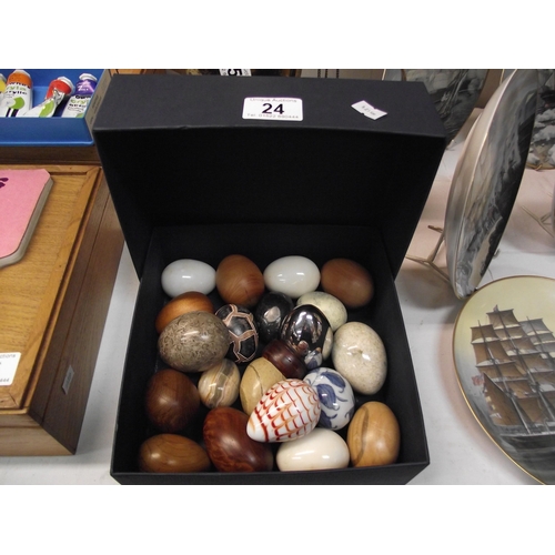 24 - A box of eggs made from stone, marble, wood etc