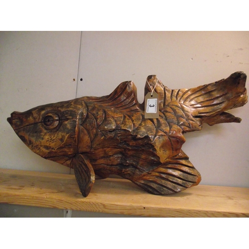 3 - A large wooden Koi Carp, length at longest 67cm, height at highest point 30cm - COLLECT ONLY