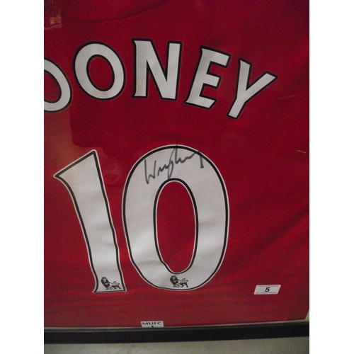 5 - A framed and glazed Wayne Rooney No 6 Manchester United football shirt   72cm x 66cm- COLLECT ONLY