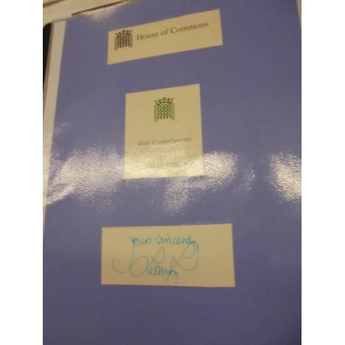 1176 - A collection of autographs including 2 x Joanna Lumley, Peter Mandelson, Liam Fox etc.,