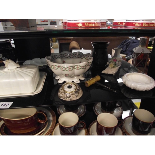 102 - A good mixed lot of china etc. including Coalport & vintage cheese dish with shell adornment