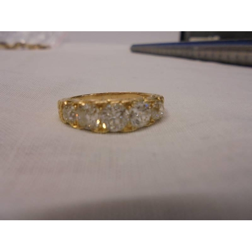 1100B - A diamond set Victorian five stone diamond ring, tests as 18ct, total diamond weight 2.4 metric cara... 