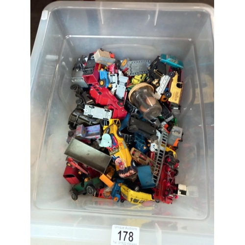 178 - A box  of play worn diecast including Dinky Corgi Matchbox etc