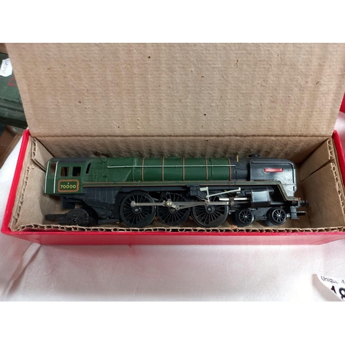 183 - 2 boxed Tri-ang railways locos R.259 Britannia (green) and R59 tank loco (green)