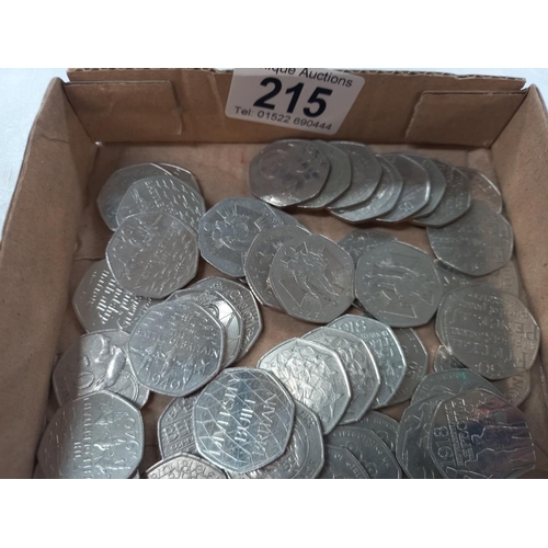 215 - 77 collectable 50p coins, £38.50 face value