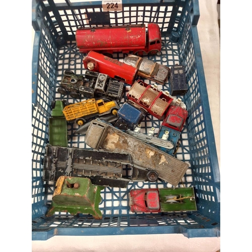 224 - A quantity of play worn die cast including Dinky, Chad Valley, Triang & minic etc.