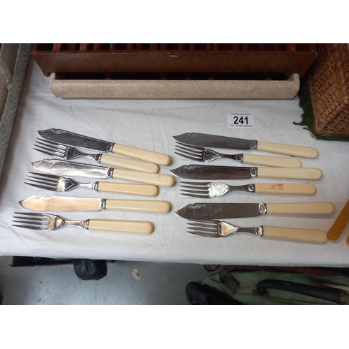 241 - A canteen of wooden handled cutlery & large quantity of flatware COLLECT ONLY