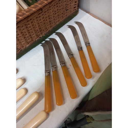 241 - A canteen of wooden handled cutlery & large quantity of flatware COLLECT ONLY