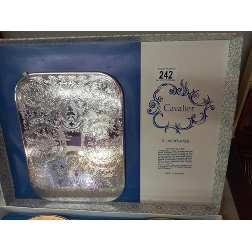 242 - A boxed vintage set of Cavalier silver plated coaster place mats