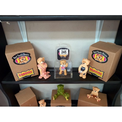 245 - A quantity of Bad Taste Bears 2 official collectors club box sets, 7 boxed Bears & a key chain