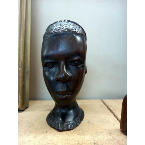 246 - 3 carved African hardwood busts