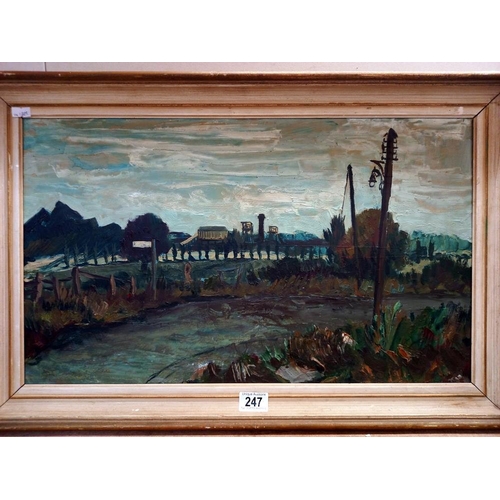 247 - A Noel Brannan oil on board - Industrial landscape COLLECT ONLY