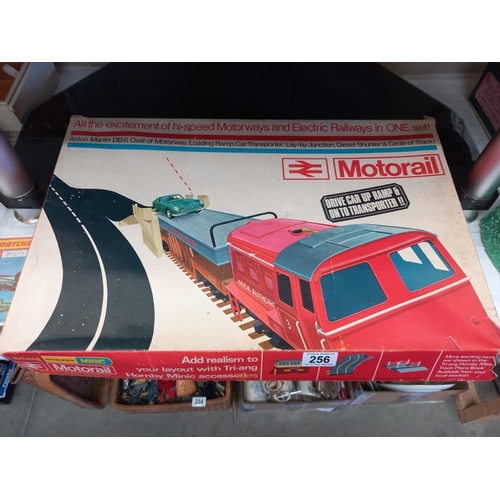 256 - A boxed Triang Hornby Minic motorail, railway motorway missing Aston Martin car