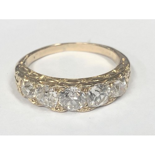 1100B - A diamond set Victorian five stone diamond ring, tests as 18ct, total diamond weight 2.4 metric cara... 