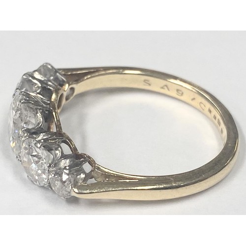 1100E - An 18ct 5 stone ring set early round brilliant/old cut diamonds, estimated diamond weight 4.25 metri... 