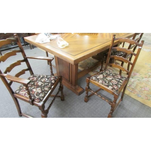 1510 - A set of six oak ladderback dining chairs. COLLECT ONLY.