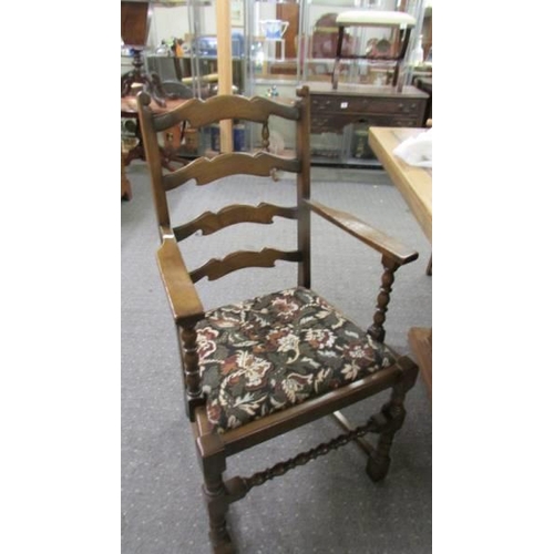 1510 - A set of six oak ladderback dining chairs. COLLECT ONLY.