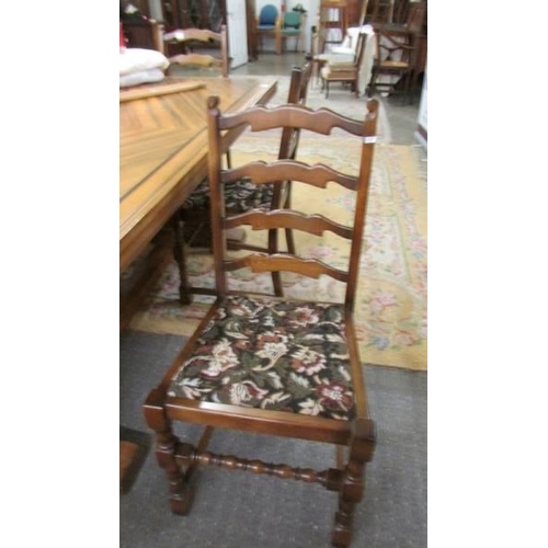 1510 - A set of six oak ladderback dining chairs. COLLECT ONLY.