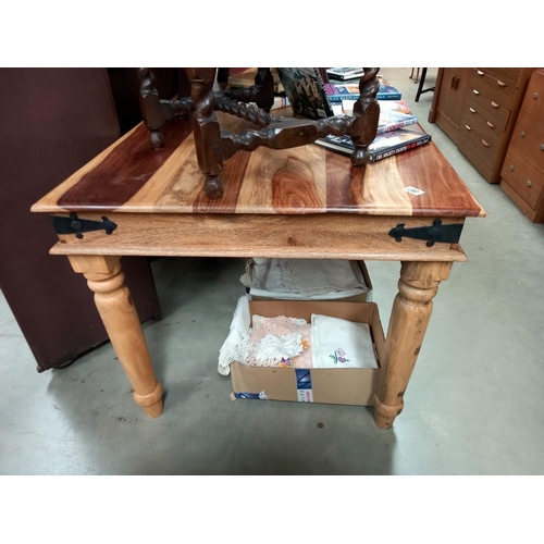 287 - A heavy carved Indian teak tea table, COLLECT ONLY