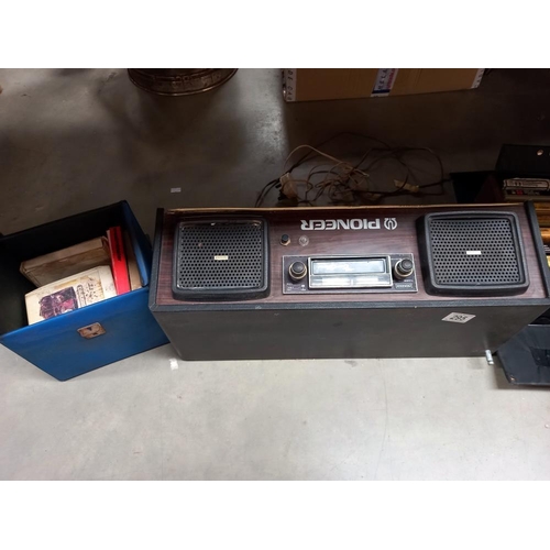 295 - A quantity of 8 track cassette tapes, Thorn vintage microphone etc. & a Pioneer 8 track car stereo  ... 