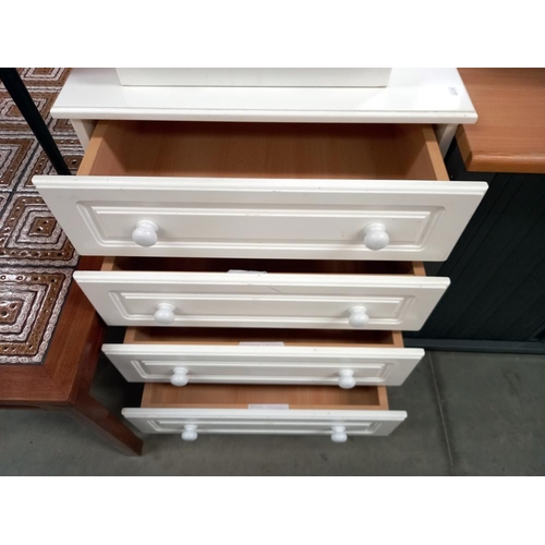 327 - A 4 drawer white chest & 3 drawer bedside cabinet COLLECT ONLY