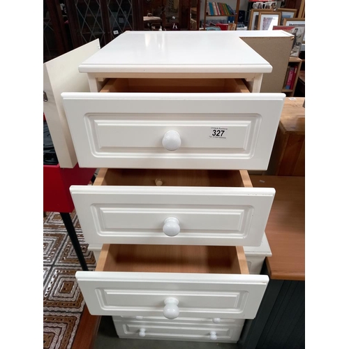 327 - A 4 drawer white chest & 3 drawer bedside cabinet COLLECT ONLY