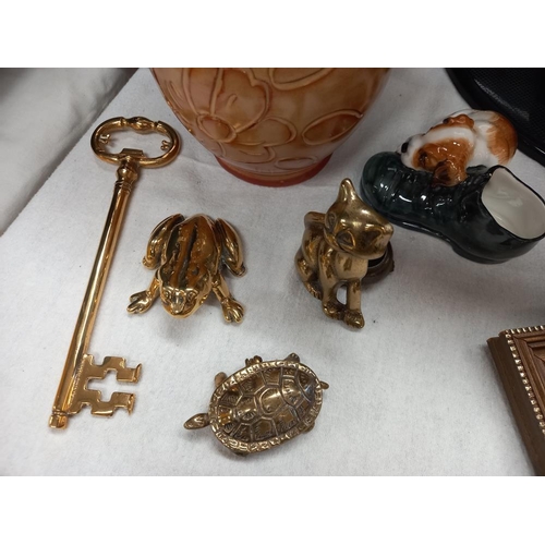 364 - A selection of brass including Paragon china etc.