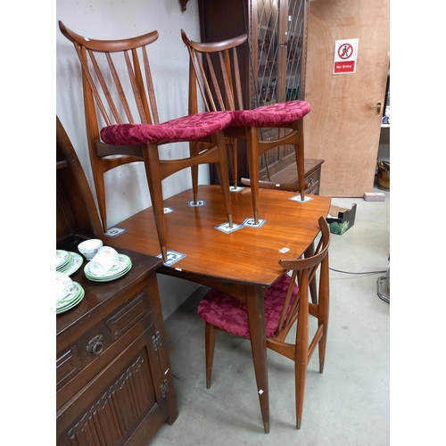 381 - A 1960/70's teak drawer leaf table with 4 chairs COLLECT ONLY