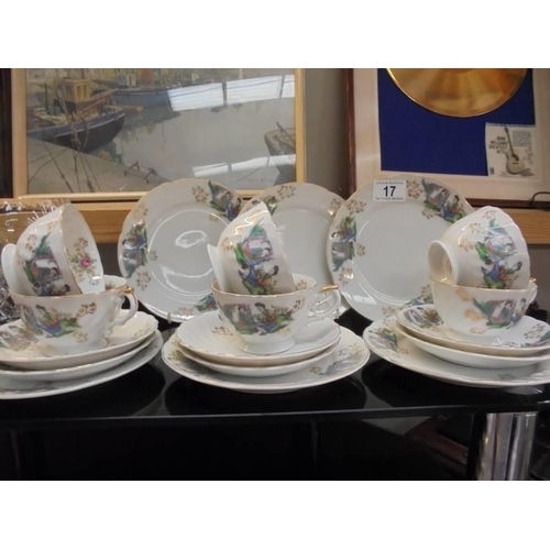 17 - An eighteen piece tea set decorated with Geisha girls, COLLECT ONLY.