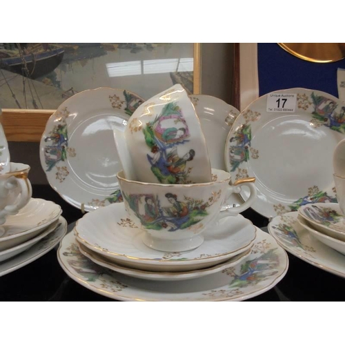 17 - An eighteen piece tea set decorated with Geisha girls, COLLECT ONLY.