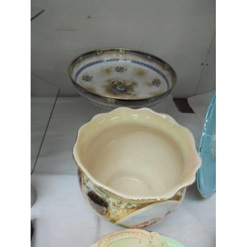 33 - A mixed lot including jardinier, strainer dish with stand, cake stand etc., COLLECT ONLY.