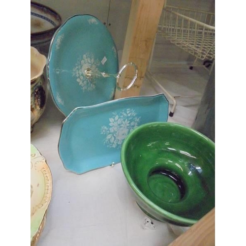 33 - A mixed lot including jardinier, strainer dish with stand, cake stand etc., COLLECT ONLY.