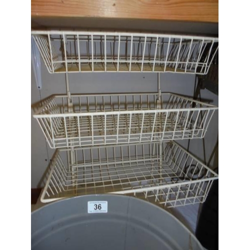 36 - A retro vegetable rack and a metal waste bin. COLLECT ONLY