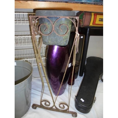 37 - A vintage wrought iron plant stand, COLLECT ONLY.