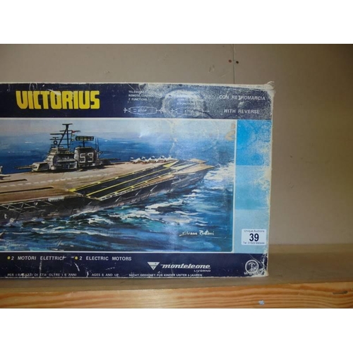 39 - A boxed Portarei Victorious aircraft carrier with 2 electric motors, completeness not known, COLLECT... 