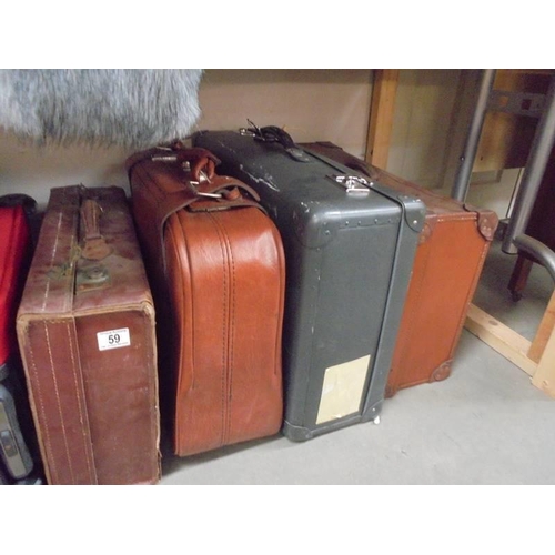 59 - Six suitcases including vintage examples, COLLECT ONLY.