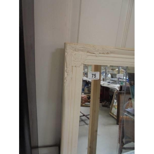 75 - A tall white framed mirror, COLLECT ONLY.