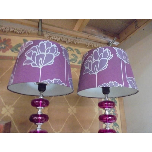 101 - A pair of red table lamps with shades. COLLECT ONLY.