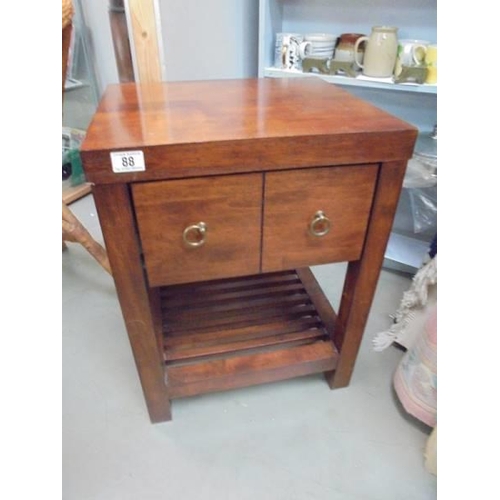 88 - A pair of modern mahogany bedside tables. COLLECT ONLY.