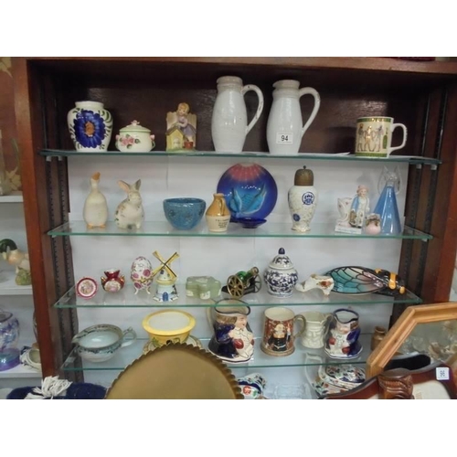 94 - Five shelves of ceramics and glass ware, COLLECT ONLY.