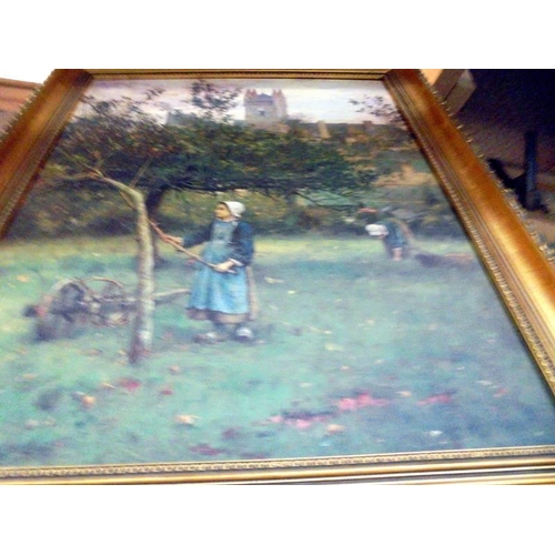 98 - A gilt framed print on canvas, COLLECT ONLY.