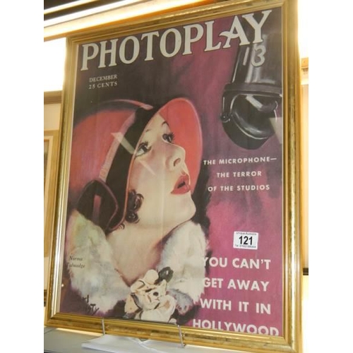 121 - A framed and glazed 'Photoplay' poster, COLLECT ONLY.